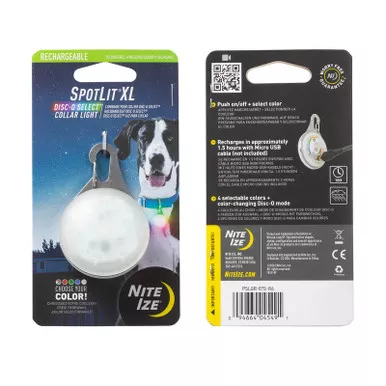 Nite Ize PSLGR-07S-R6 SpotLit XL Rechargeable Collar Light, Disc-O Select™