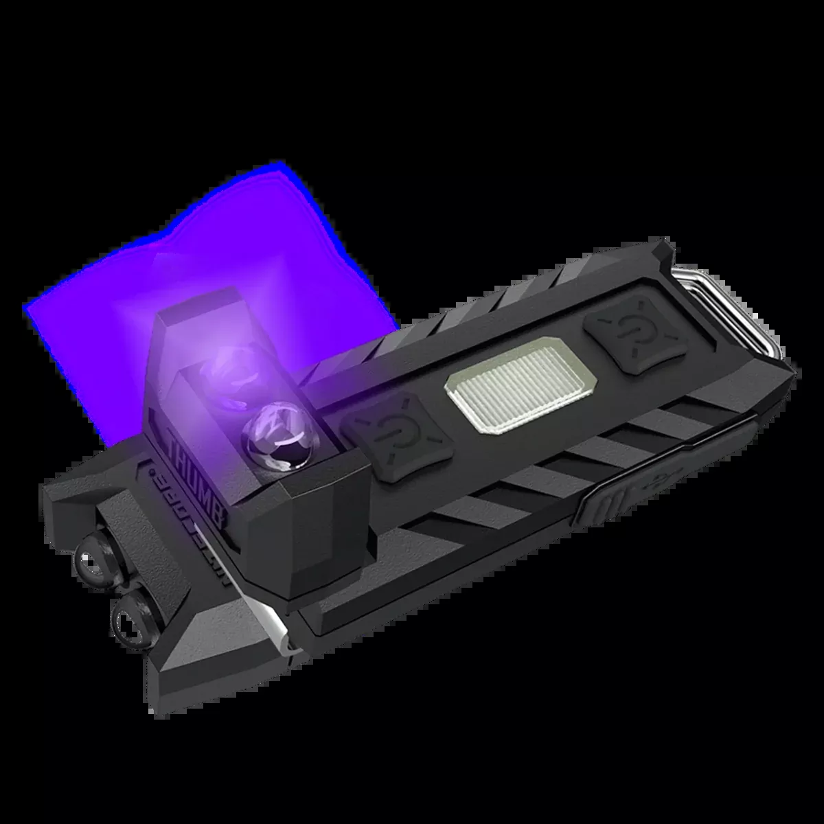 Nitecore Thumb Leo 45 Lumen Clip-On Rechargeable Flashlight, UV and Red / Blue