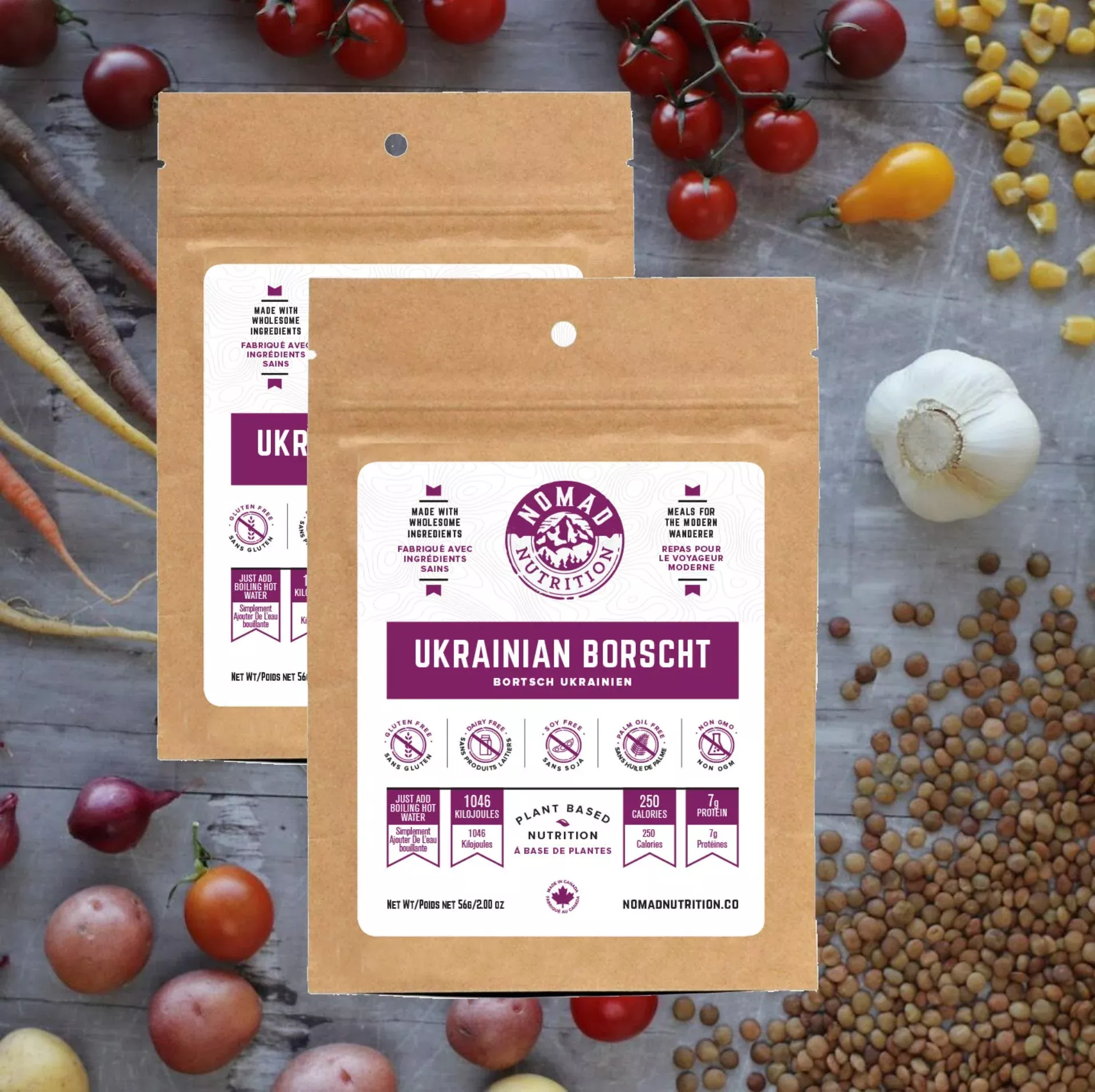 Nomad Nutrition - Ukrainian Borscht - Plant-Based Dehydrated Meals - 2 Pack