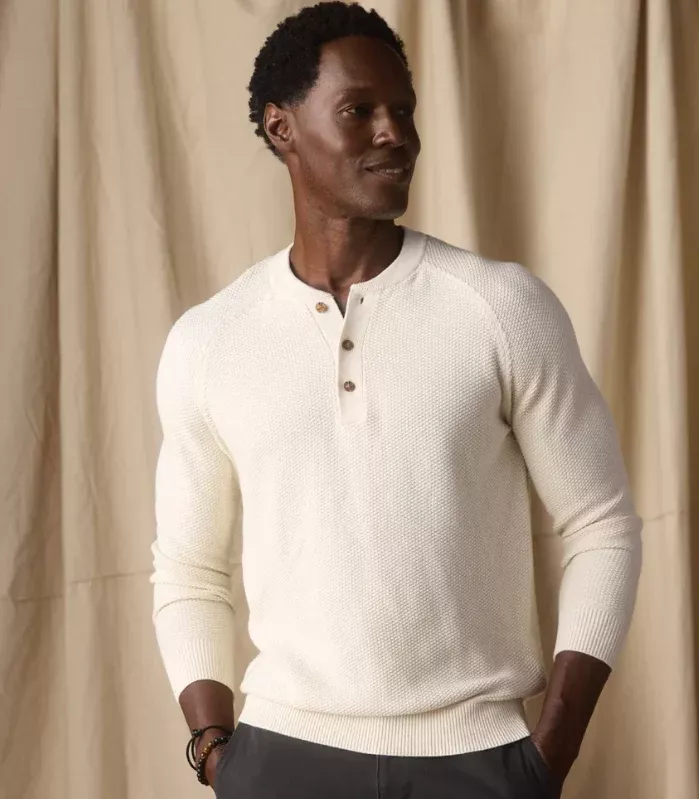The Normal Brand – COOLMAX Textured Sweater Henley – F1KCMXSH