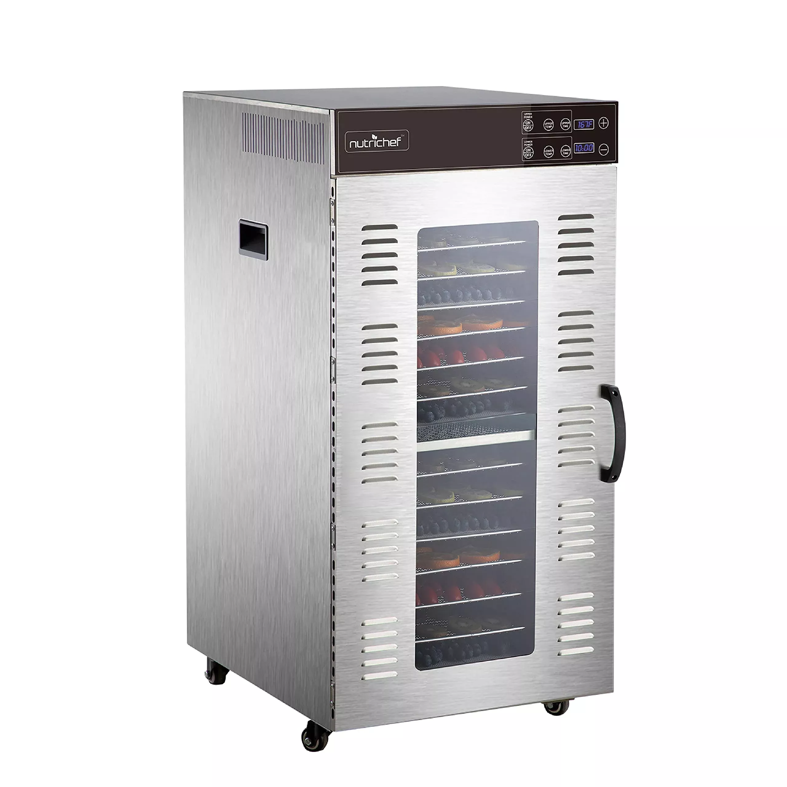 NutriChef Electric Food Dehydrator Machine - 2000-Watt Premium Multi-Tier Dryer With 20 Shelf Stainless Steel Trays - NCFD20S
