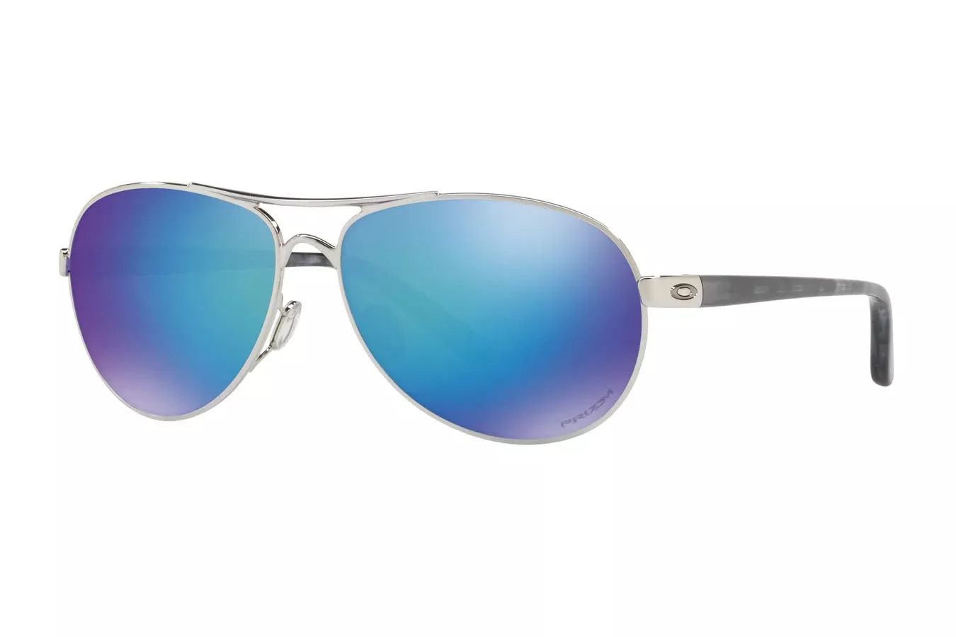 Oakley Feedback Sunglasses with Polished Chrome Frame and Prizm Sapphire Polarized Lenses