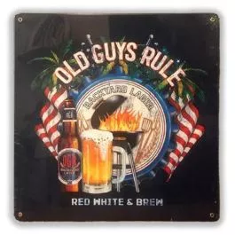 Old Guys Rule Red White & Brew Sign