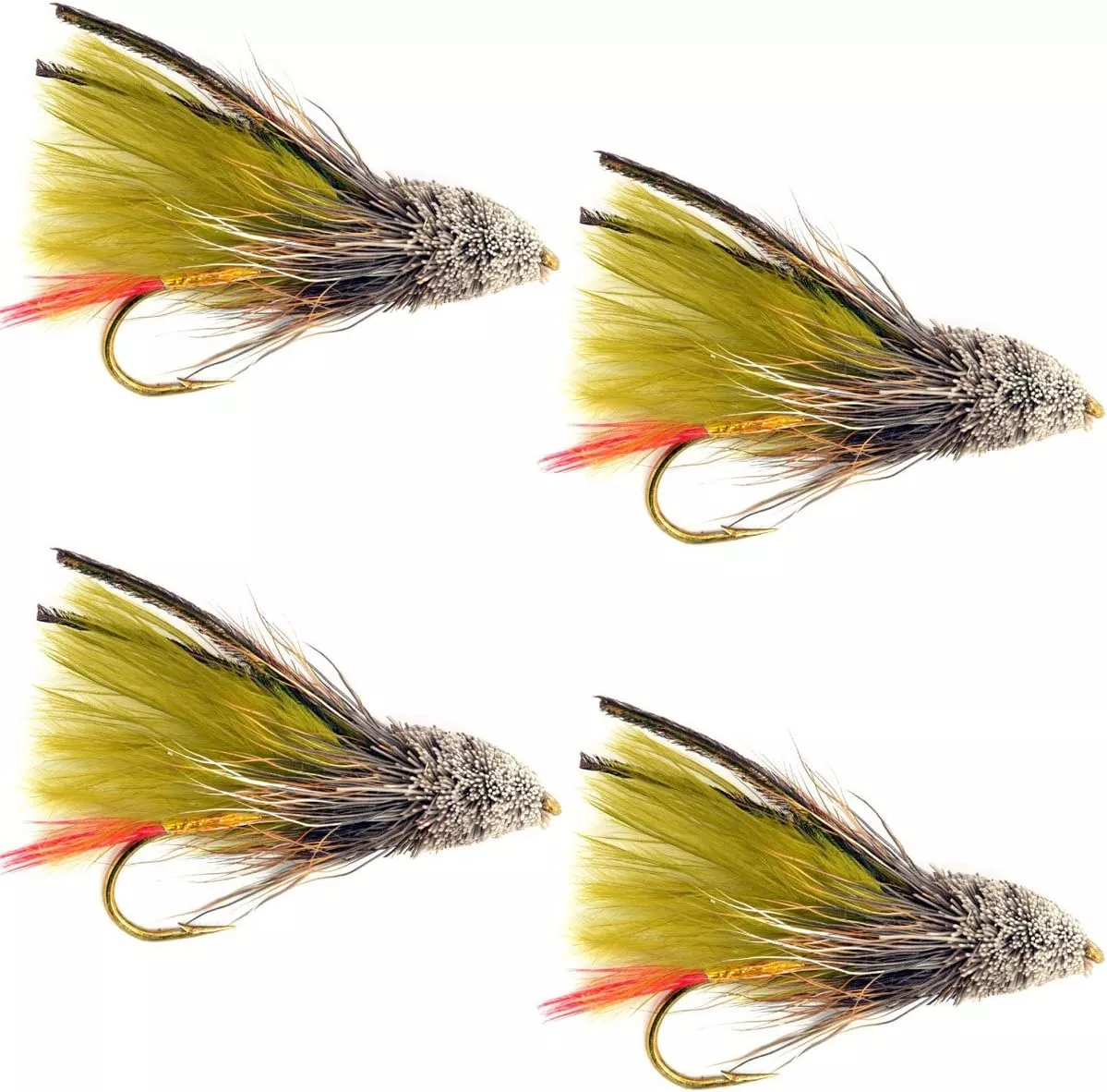 Olive Marabou Muddler Minnow Streamer Flies – 4 Fly Fishing Flies – Hook Size 8