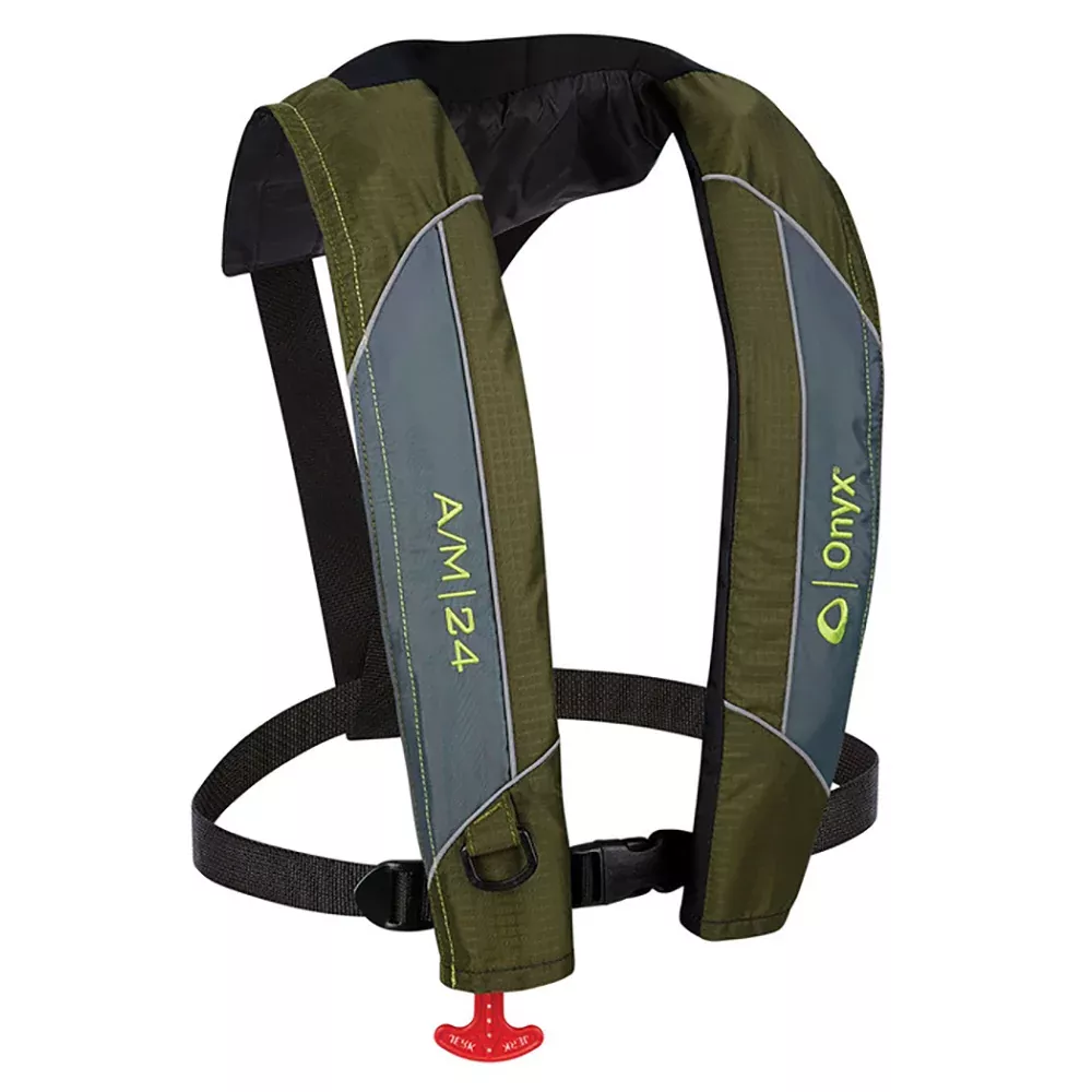 Onyx A/M-24 Automatic/Manual Inflatable PFD Life Jacket – Green [132000-400-004-18]