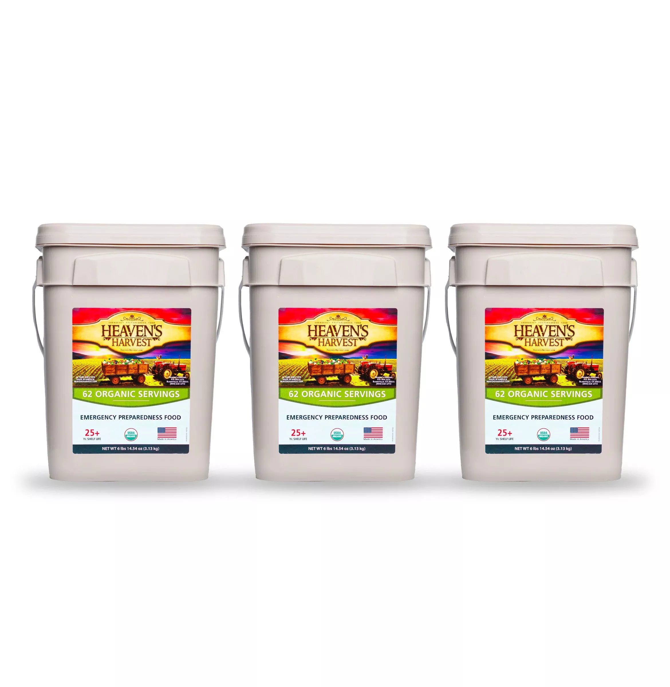 Organic Meal Bucket - 3 Pack -Emergency Food Survival Kit