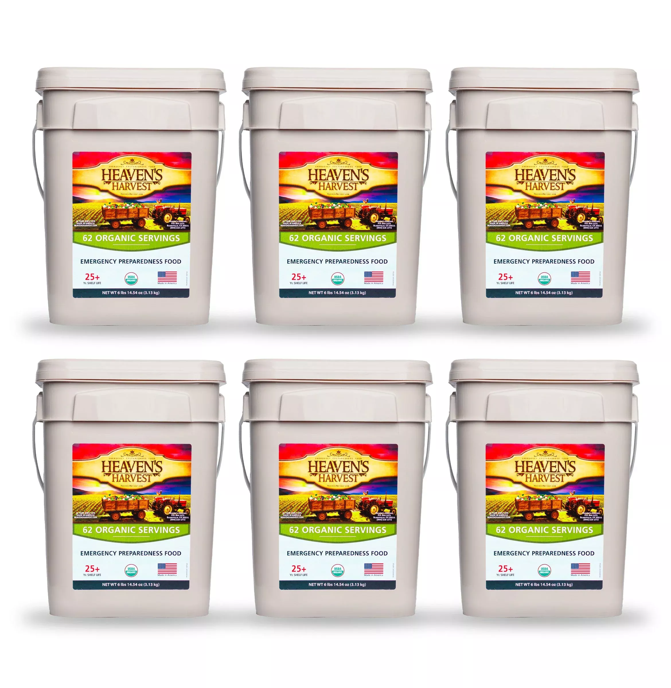 Organic Meal Bucket - 6 Pack -Emergency Food Survival Kit