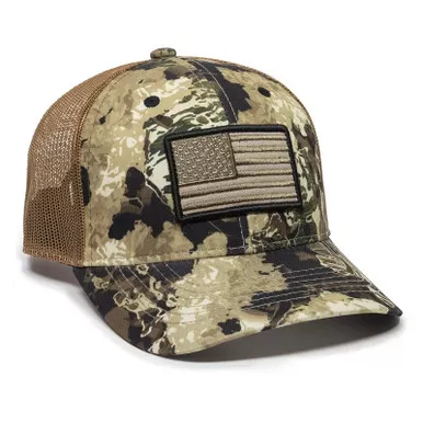 Outdoor Cap USA170 USA Flag Veil Whitetail/Brown Adjustable Snapback Hat, OSFA
