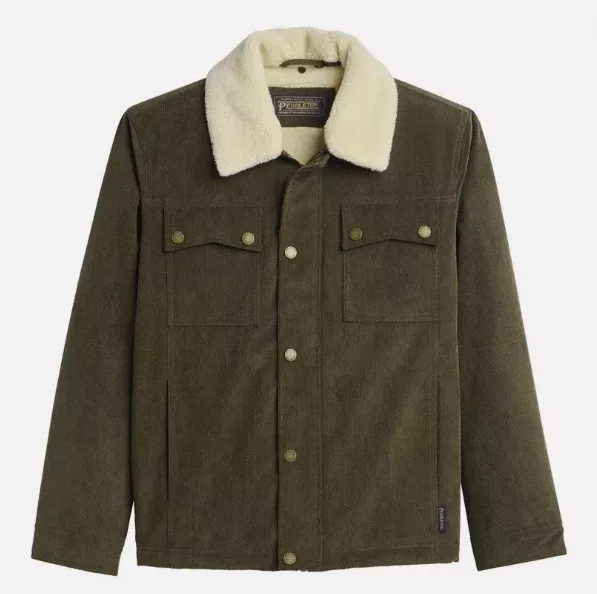 Pendleton Men’s Seabeck Corduroy Trucker Jacket – Water-Resistant Sherpa-Lined Outerwear