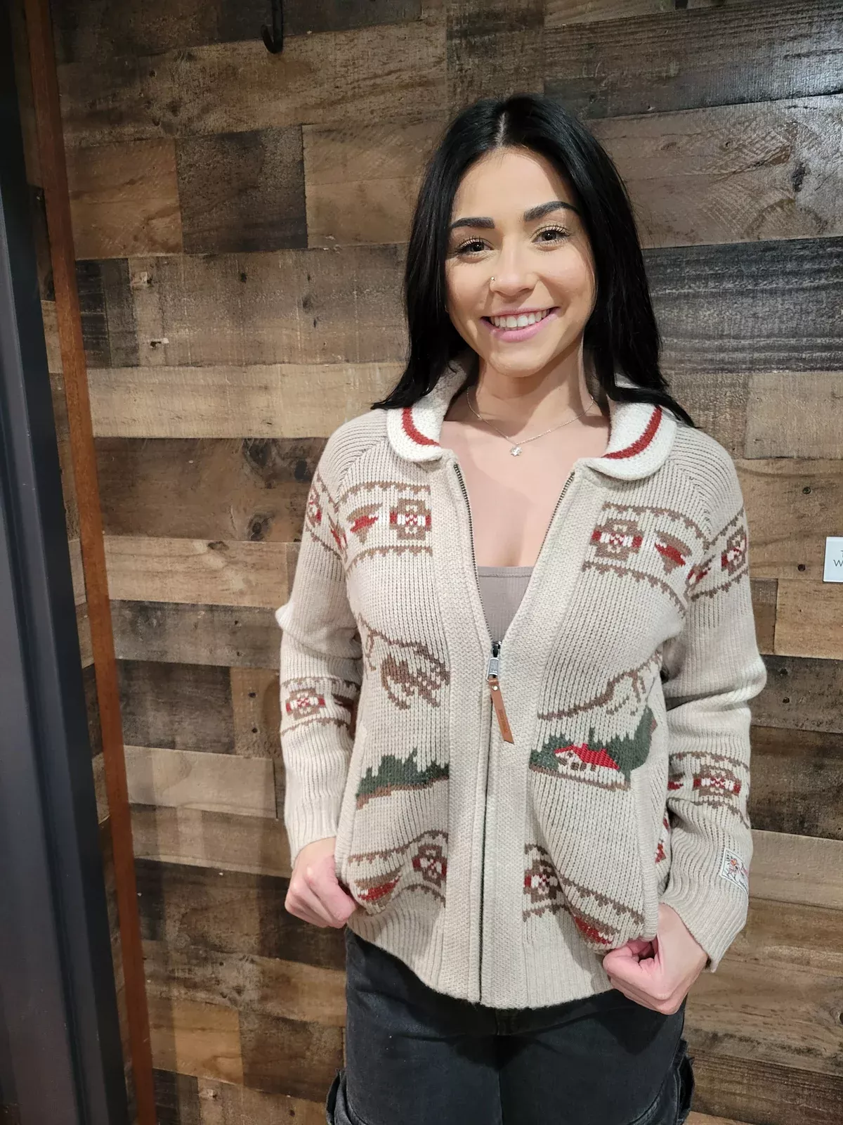 Pendleton Women’s Alpine Lambswool Zip-Up Cardigan TC0132