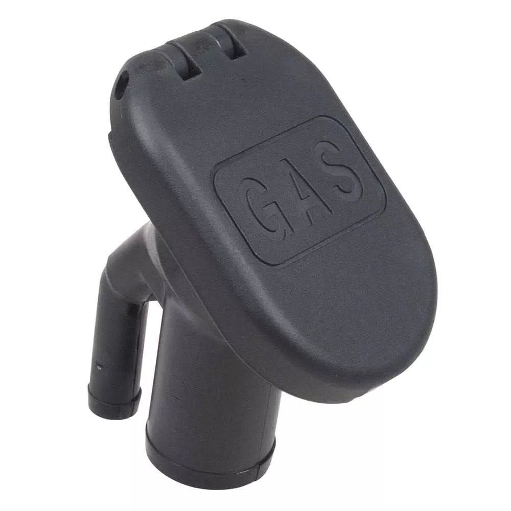Perko Combination Vented Gas Fill/Tank for 1-1/2" Hose - 35° Angled Neck - 1318DPGBLK