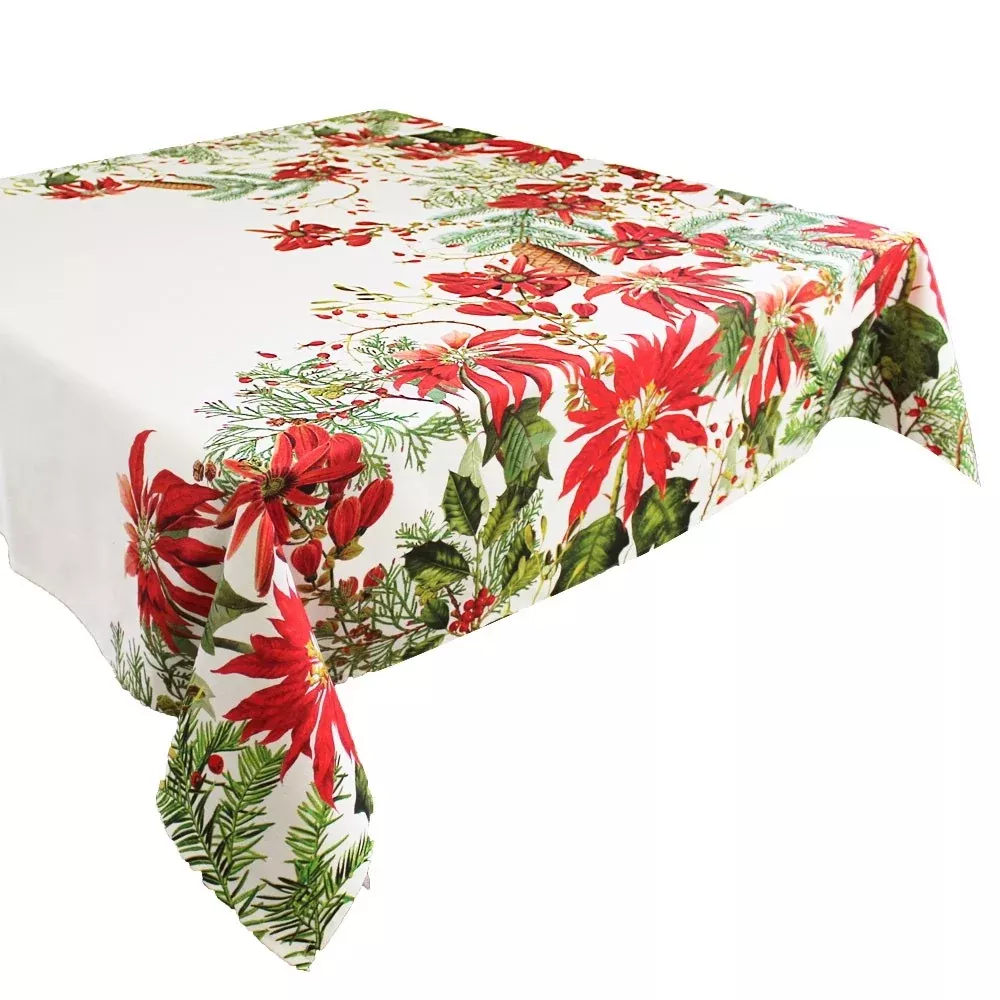Poinsettias Vintage Tablecloth