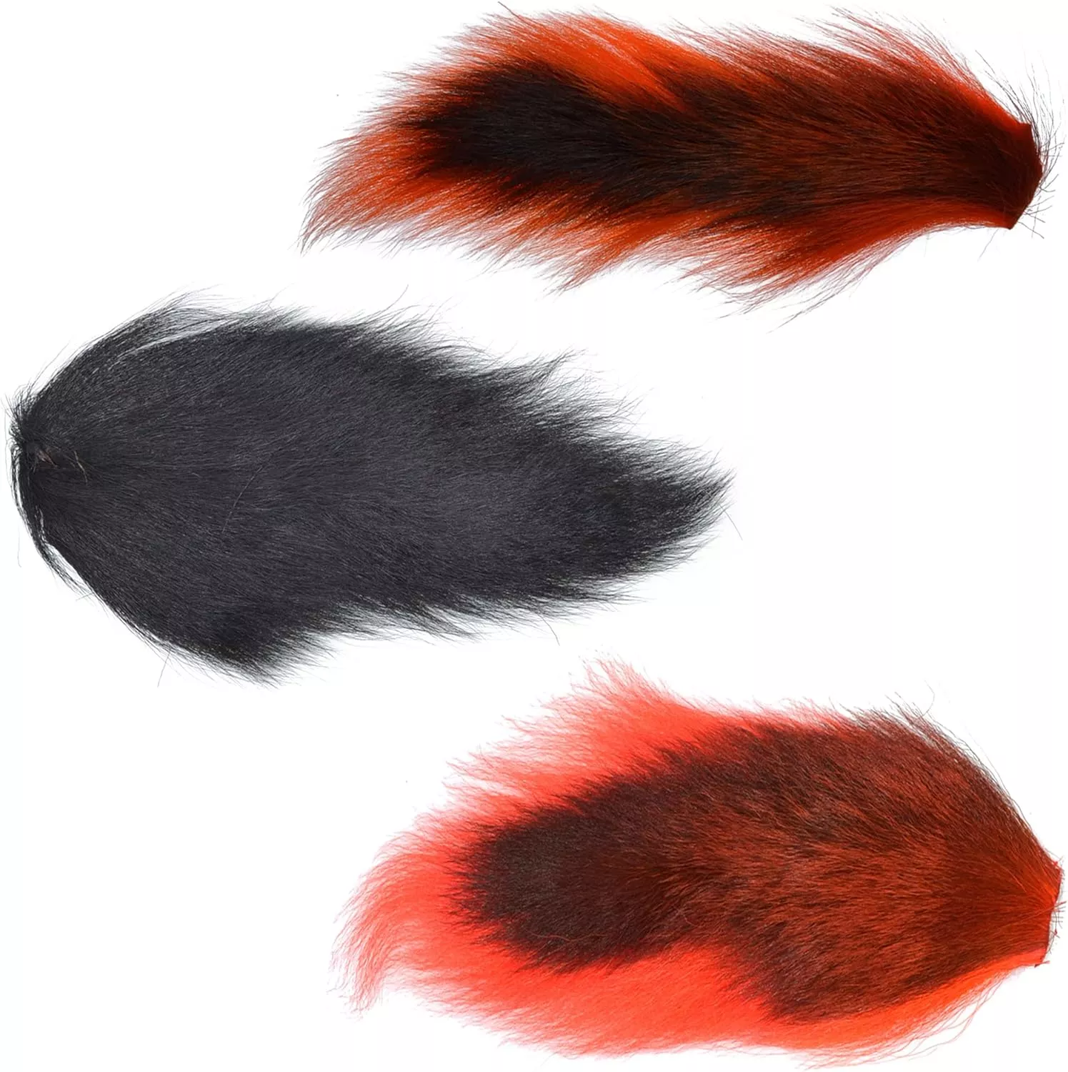 Pro Grade Medium Bucktails Master Pack – 3 Colors – Black Red Orange Tube Fly Streamer Deer Tail Hair