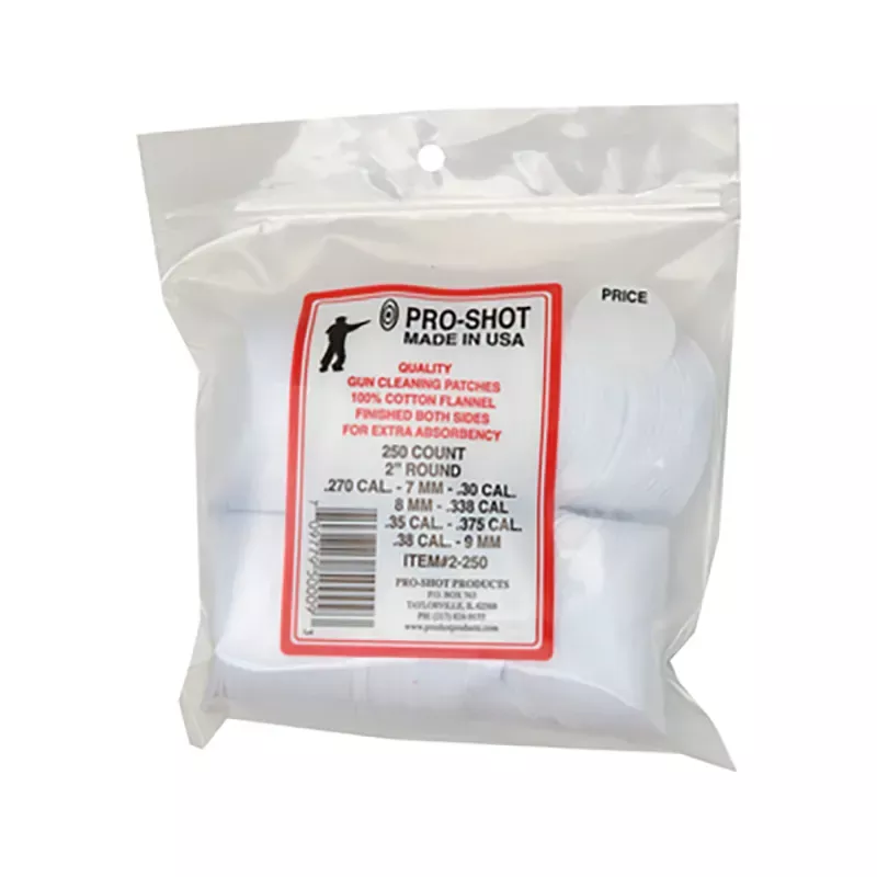 Pro-Shot Cotton Flannel Patches .270-.38 Caliber 250/Bag