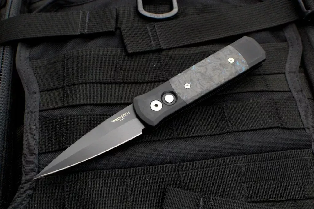 Protech Godson Fat Carbon Dark Matter Blue Auto Folder