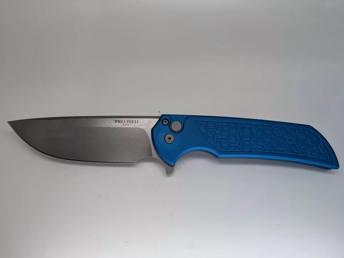 Protech Mordax Blue Gridlock Buttonlock Folding Knife