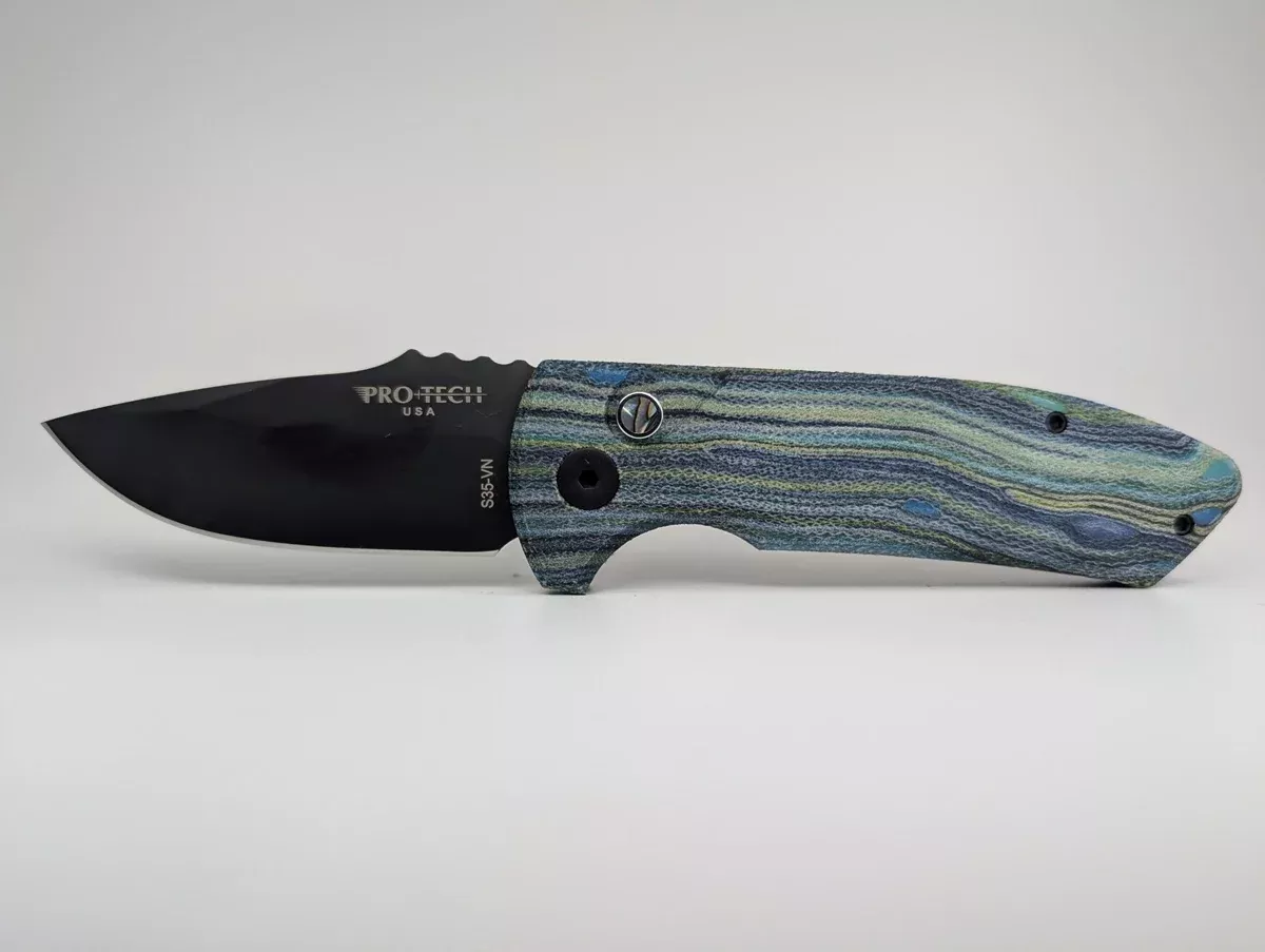 Protech Short Bladed Rockeye Starry Night G-Carta DLC Black Blade Auto Folding Knife