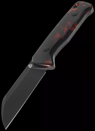 QSP Baby Penguin Tortoise Resin Blackwashed Fixed Blade