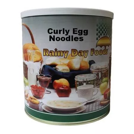 Rainy Day Foods Curly Egg Noodles Medium #10 Cans – 6 Pack