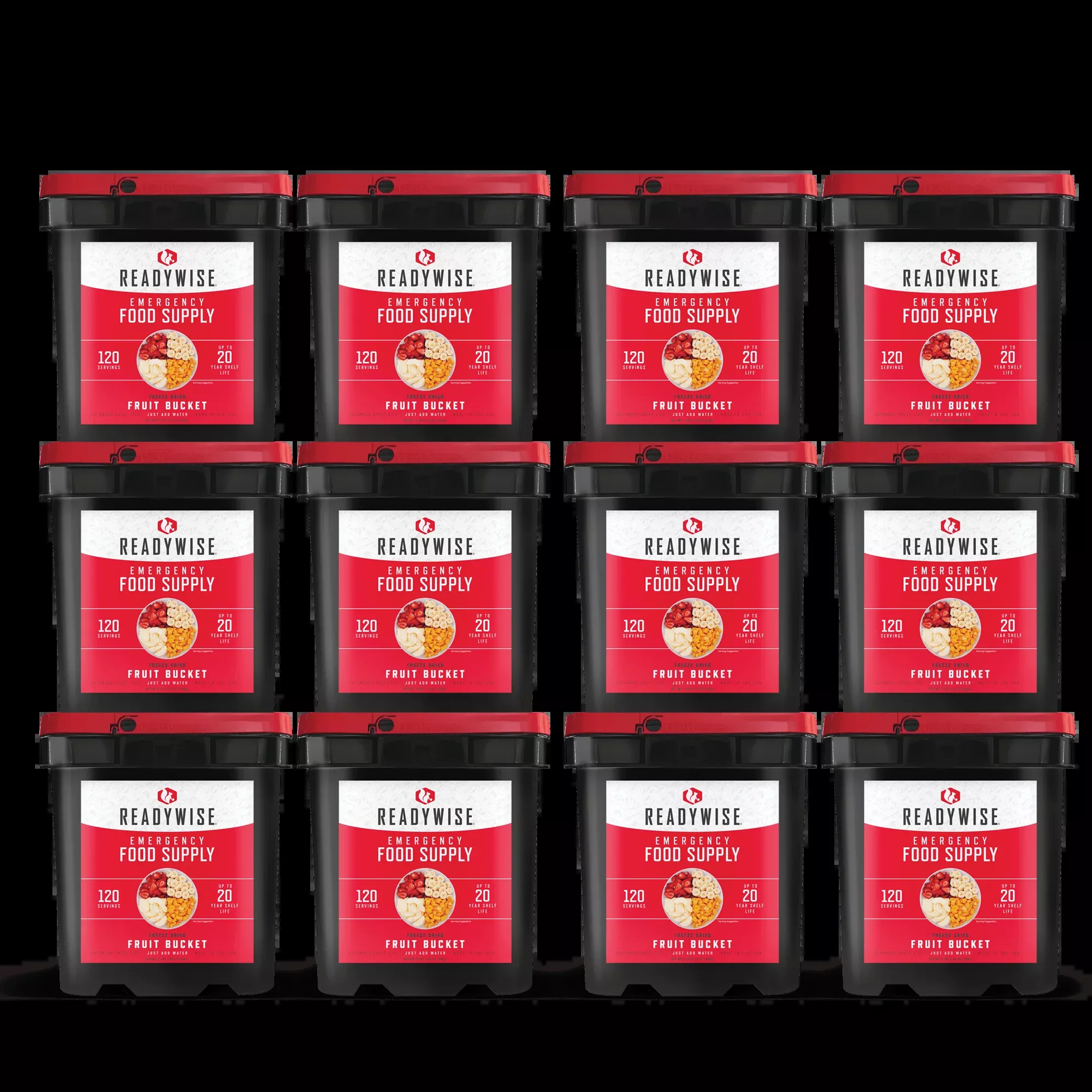 ReadyWise - 120 Serving Freeze Dried Fruit Bucket - 12 Pack