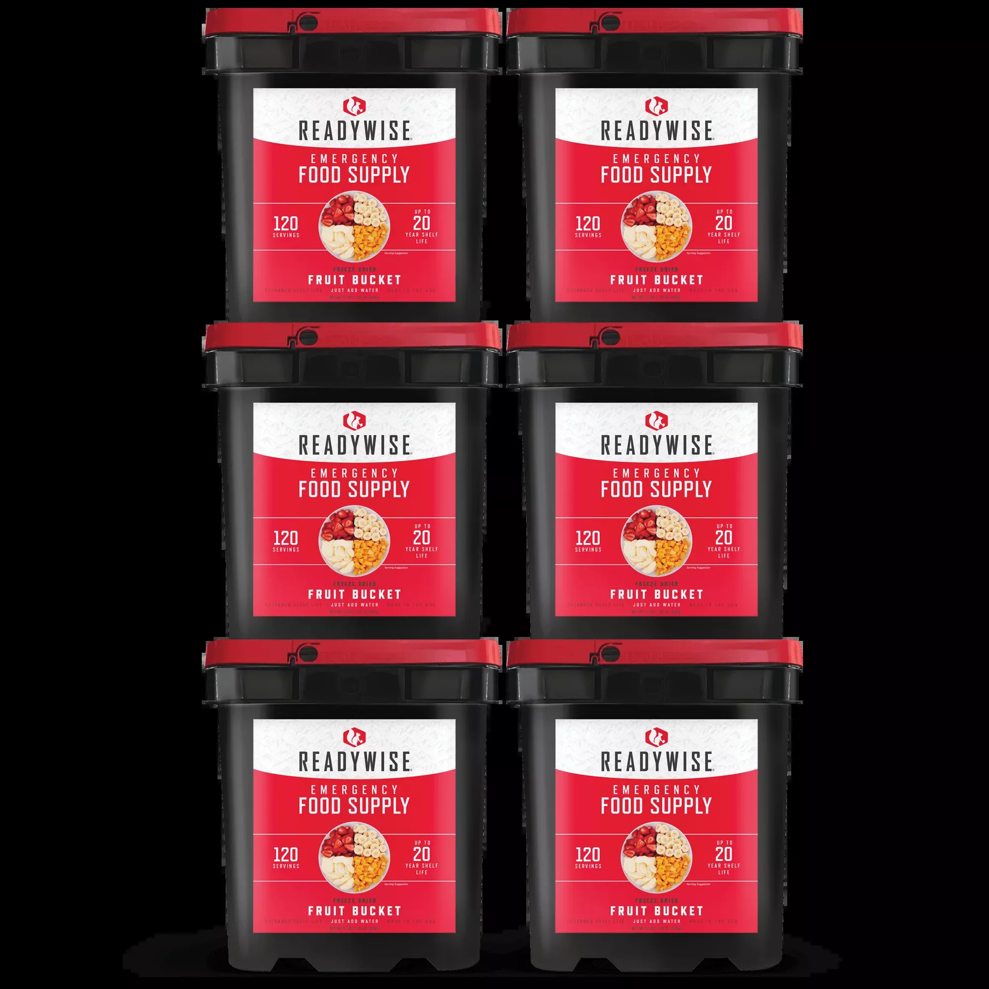 ReadyWise - 120 Serving Freeze Dried Fruit Bucket - 6 Pack