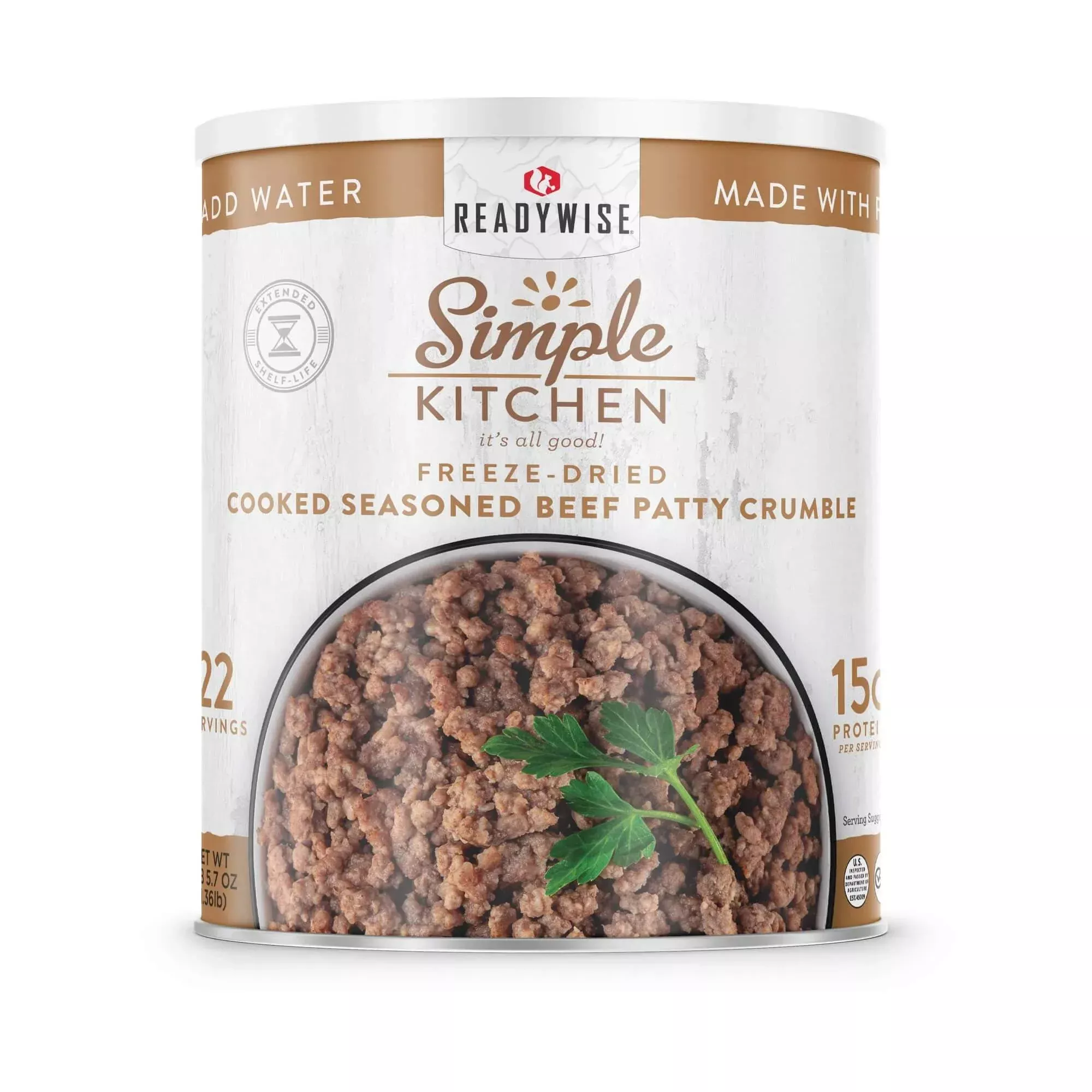 ReadyWise - Simple Kitchen FD Seasoned Beef Patty Crumbles - 22 Serving Can
