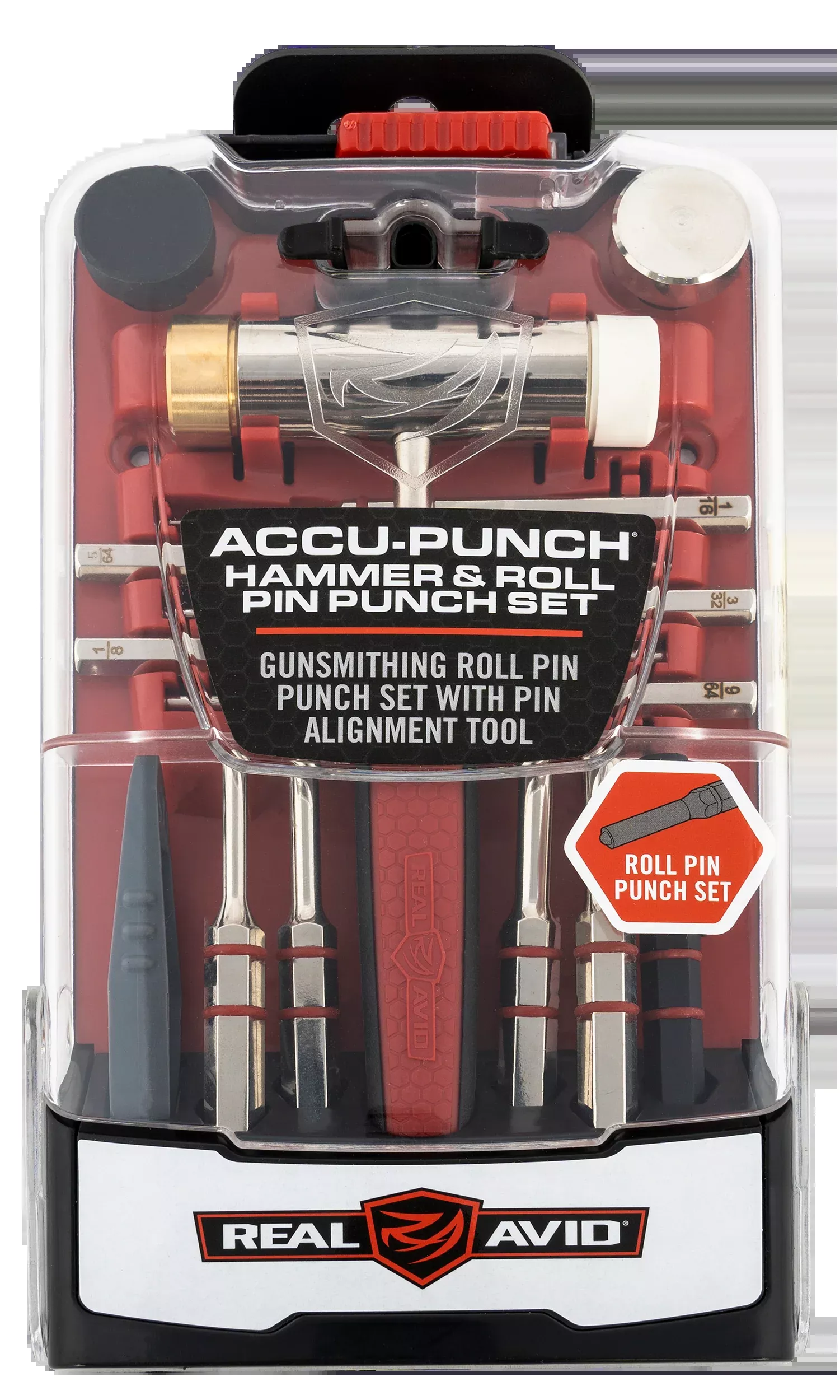 Real Avid Accu-Punch Hammer & Roll Pin Punch Set with Pin Alignment Tool AVHPS-RP