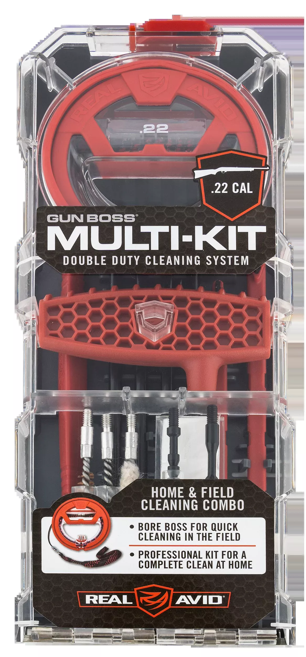 Real Avid/Revo Gun Boss Multi-Kit .22 Cal Rifle Cleaning System with Bore Boss, AVGBMK22