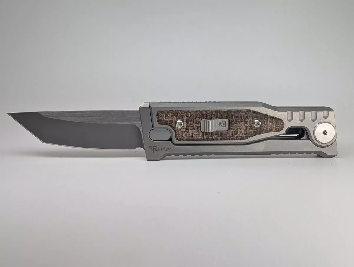 Reate EXO-Mini Burlap Micarta Stonewash Tanto Gravity Knife