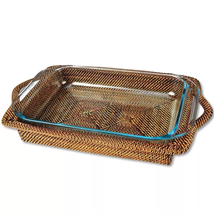 Rectangular Baker with Wicker Holder