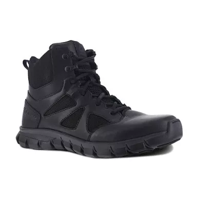 Reebok RB086 Women's Sublite Cushion Tactical 6" Boots with Side Zipper, Black