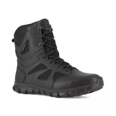 Reebok RB8806 Men's Sublite Cushion Tactical 8" Waterproof Boots with Side Zipper, Black