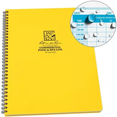 Rite in the Rain 425-MX All-Weather Commerical Pool & Spa Log (8.75" x 11"), Yellow