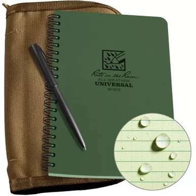 Rite in the Rain All-Weather Side Spiral Notebook Kit (4.625" x 7"), Includes Cover, Notebook, & Metal Clicker Pen
