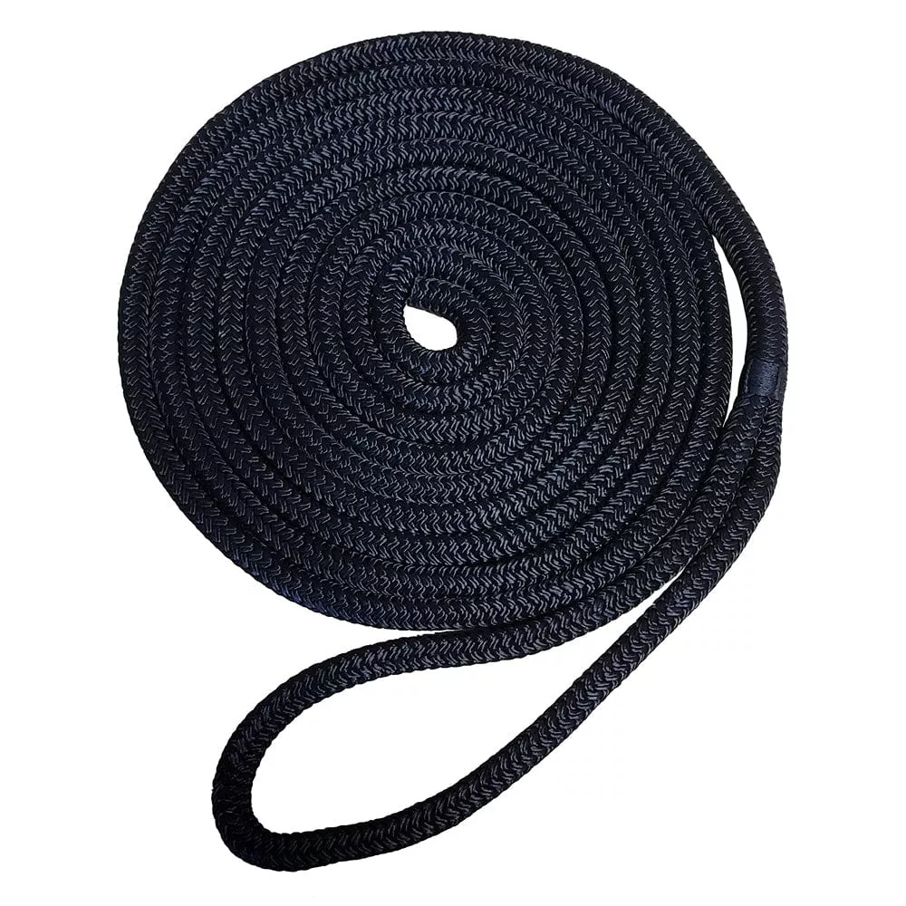 Robline Premium Nylon Double Braid Dock Line – 5/8″ x 25′ – Black