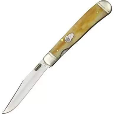 Rough Rider Trapper Lock Tobacco Bone Folding Knife