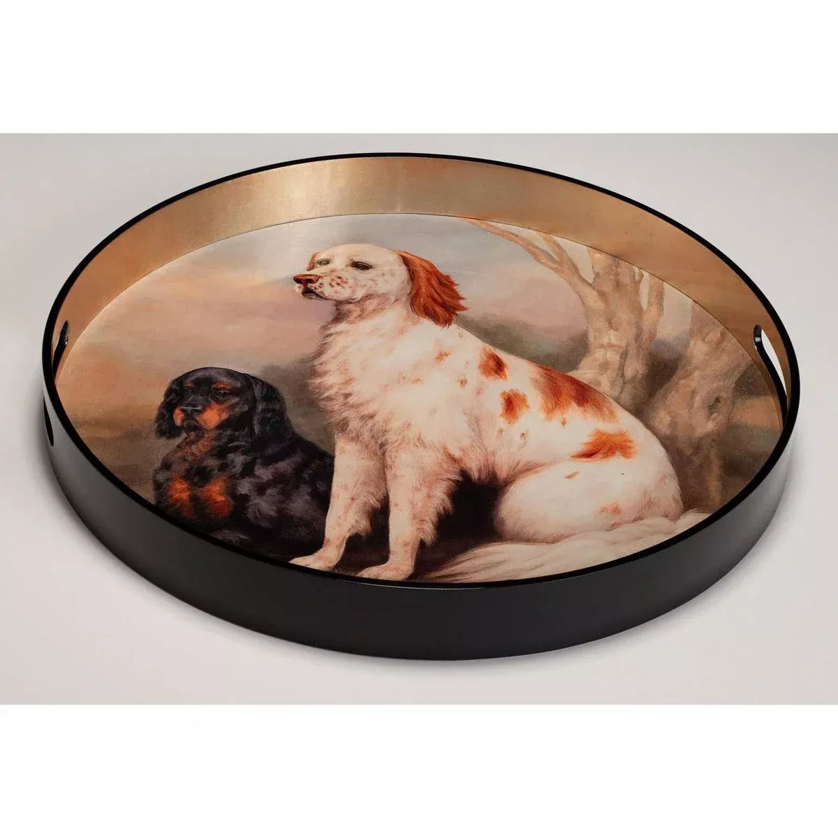 Round Lacquer Tray w/ Handles