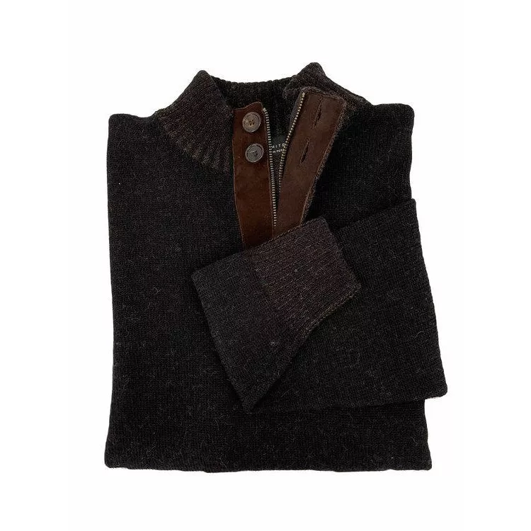 Royal Alpaca Jersey Stitch 2 Button 1/2 Zip Mock Sweater
