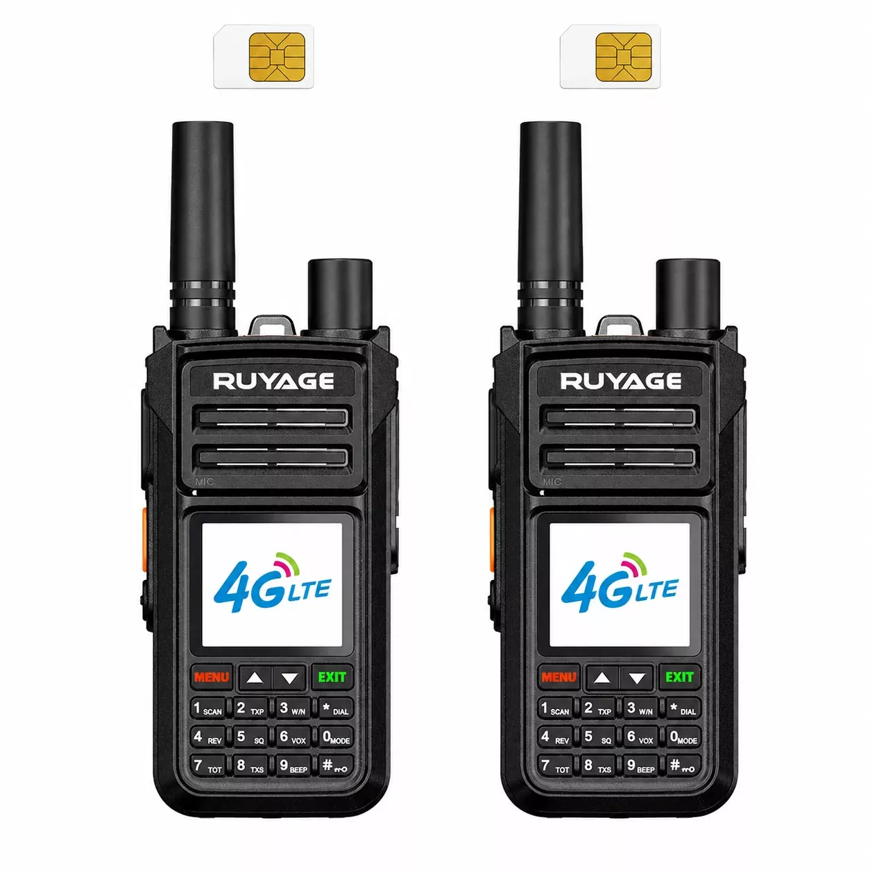 RUYAGE X70 Dual-Mode 4G LTE PoC & 5W UHF Walkie Talkies – 2-Pack