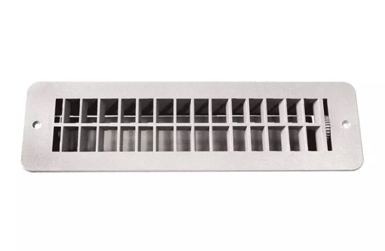 RV Designer 3.5" x 12" White Plastic Floor Register w/ Damper• H850