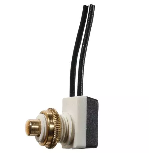 RV Designer Push Button On/Off Roof Vent Switch - 10 Amp, SPST, 8" Wire Leads• S751