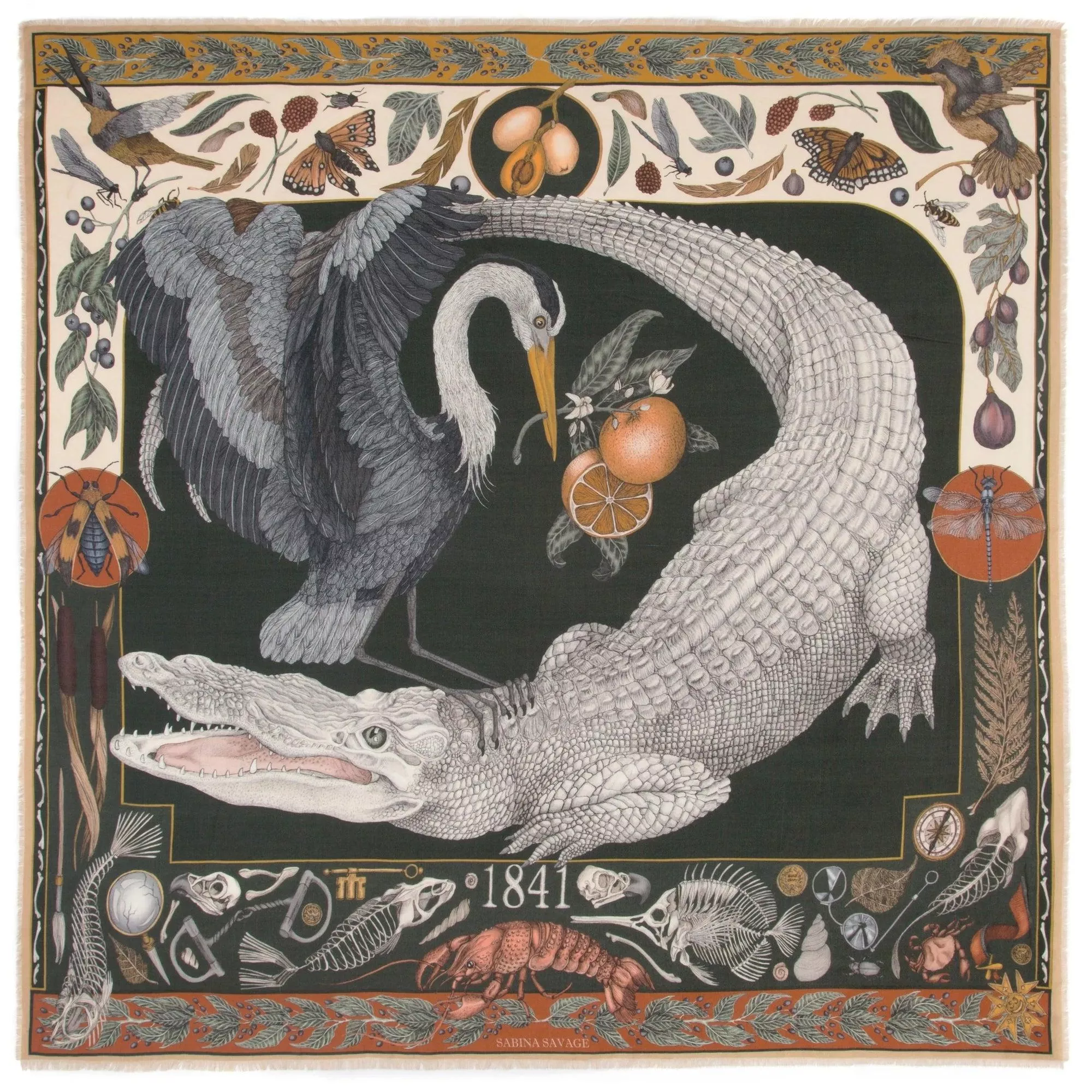 Sabina Savage Alligator's Empire Wool Silk Scarf