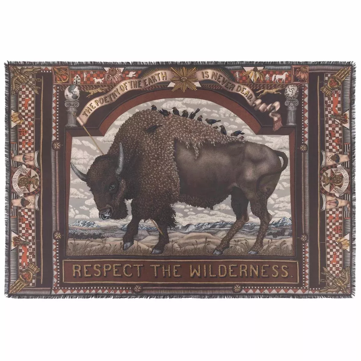 Sabina Savage Secrets of the Bison Silk Rectangle Scarf