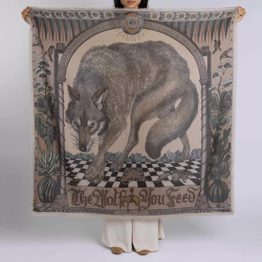 Sabina Savage The Wolf You Feed Wool/Silk 53" Square Scarf