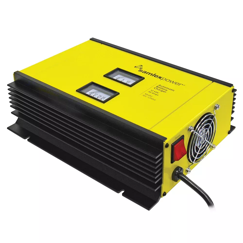 Samlex 50A Battery Charger – 12V – 2-Bank – 3-Stage w/Dip SwitchLugs – Includes Temp Sensor [SEC-1250UL]