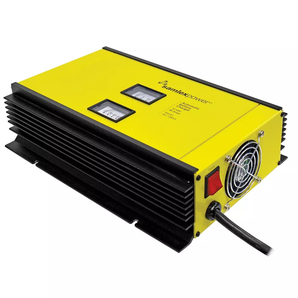 Samlex 80A Battery Charger – 12V – 2-Bank – 3-Stage w/Dip SwitchLugs – Includes Temp Sensor [SEC-1280UL]