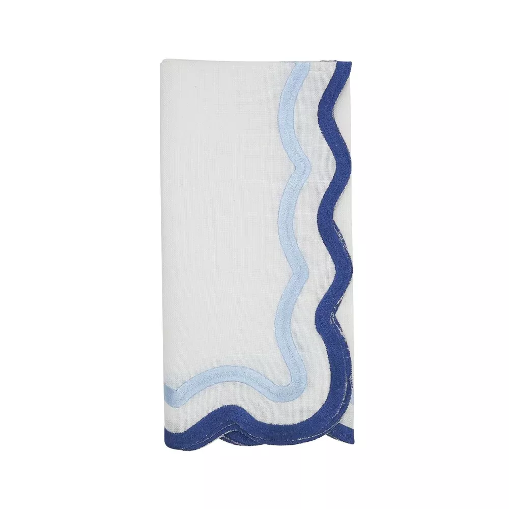 Scalloped Border Blue 20" Square Napkin