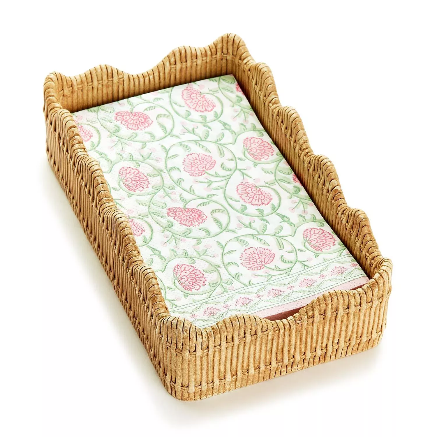 Scalloped Edge Basket Weave Guest Towel/Utensil Holder