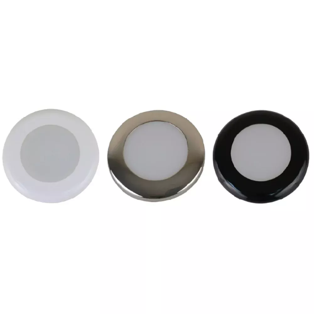 Scandvik A3C Downlight Kit – Warm White w/SS, White,Black Trim Rings