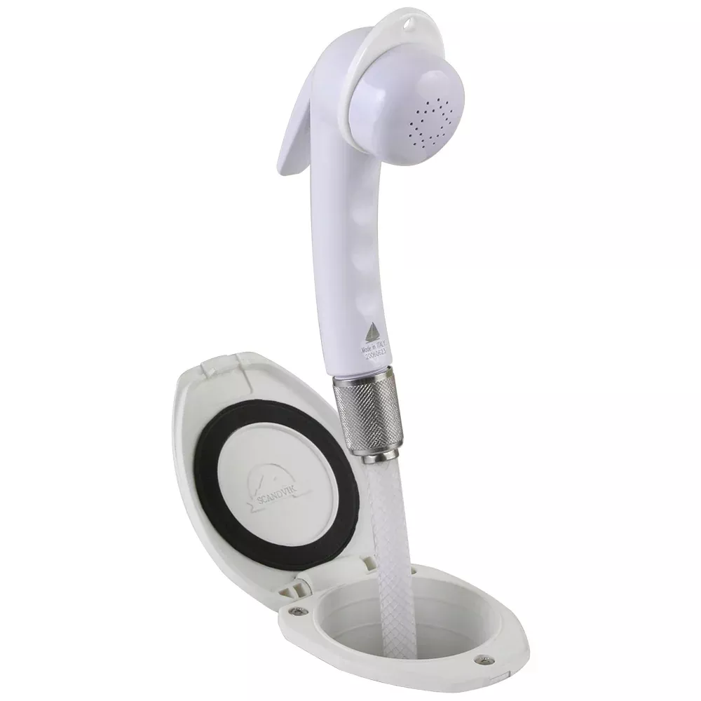 Scandvik Recessed Shower w/6 White Hose – Euro Trigger Sprayer